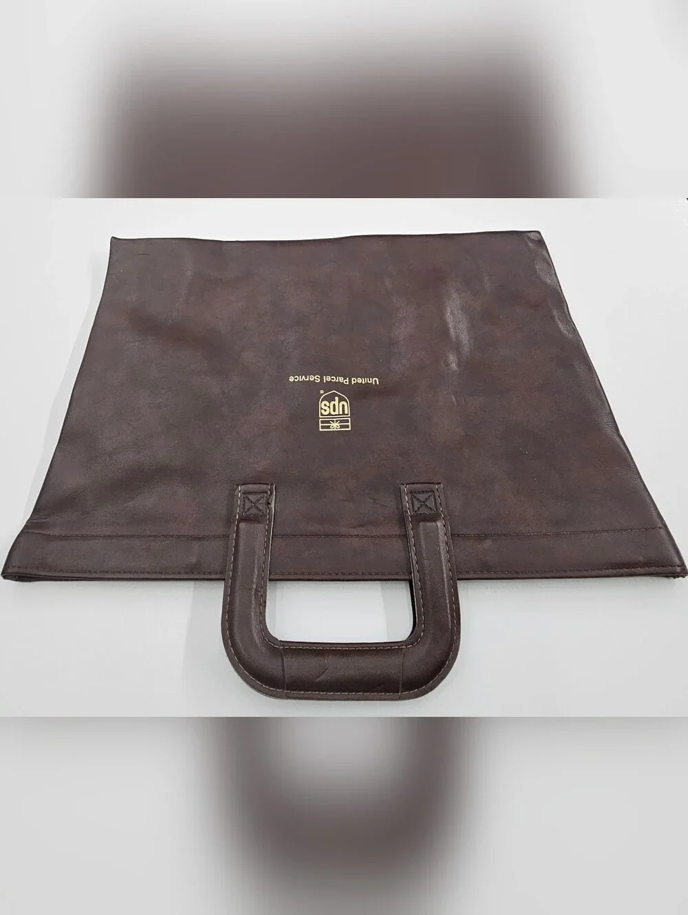 Vintage UPS Leather Portfolio Briefcase Brown Document Bag Shield Logo 70s/80s